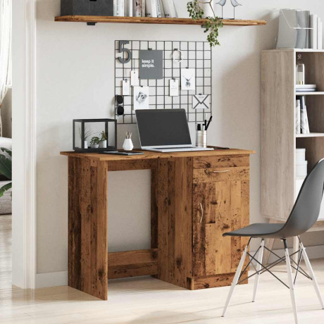 vidaXL Bureau 100x50x76 cm bewerkt hout oud houtkleurig afbeelding3 - 1