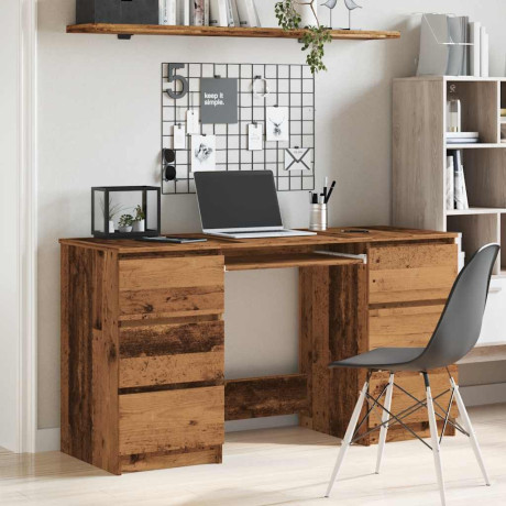 vidaXL Schrijftafel 140x50x77 cm bewerkt hout oud houtkleurig afbeelding3 - 1