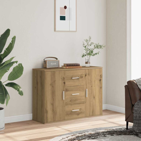 vidaXL Dressoir 90x29,5x65 cm bewerkt hout artisanaal eikenkleur afbeelding3 - 1
