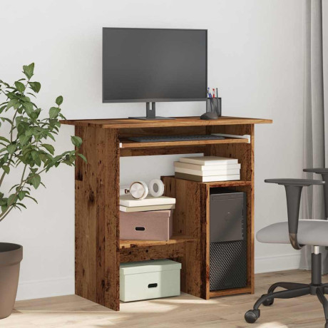 vidaXL Bureau 80x45x74 cm bewerkt hout oud houtkleurig afbeelding3 - 1