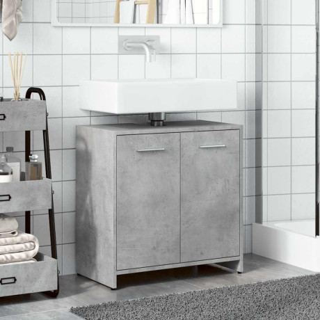 vidaXL Wastafelkast 60x33x60 cm bewerkt hout betongrijs afbeelding3 - 1