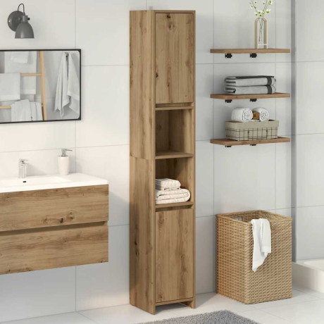 vidaXL Badkamerkast 30x30x183,5 cm bewerkt hout artisanaal eikenkleur afbeelding3 - 1