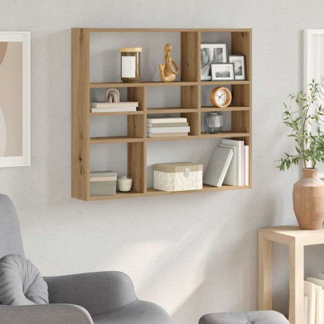 vidaXL Wandschap 90x16x78 cm bewerkt hout artisanaal eikenkleurig afbeelding3 - 1