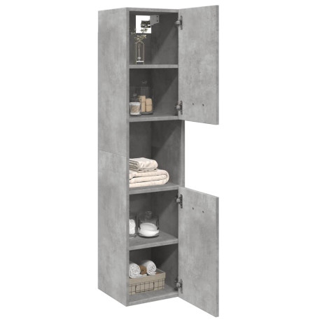 vidaXL Badkamerwandkast 30x30x130 cm bewerkt hout betongrijs afbeelding3 - 1
