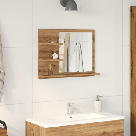 vidaXL Badkamerspiegelkast 60x10,5x45 cm artisanaal eikenkleurig afbeelding3 - 1