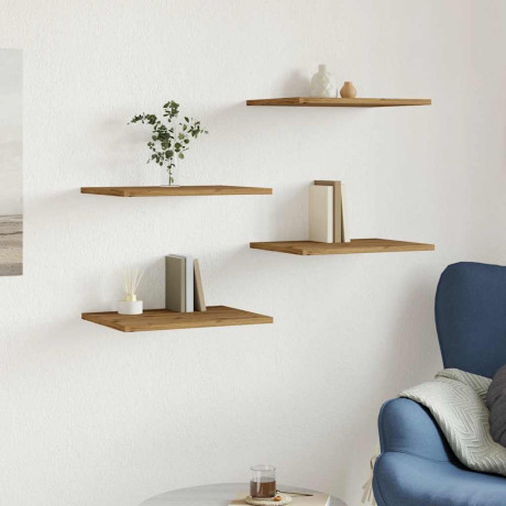 vidaXL Wandschappen 4 st 40x30x1,5 cm bewerkt hout artisanaal eiken afbeelding3 - 1