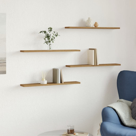 vidaXL Wandschappen 4 st 60x10x1,5 cm bewerkt hout artisanaal eiken afbeelding3 - 1