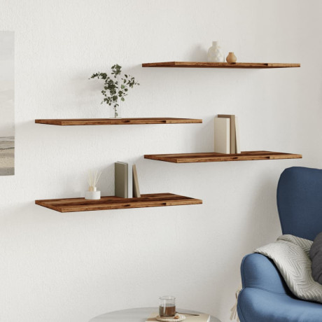 vidaXL Wandschappen 4 st 60x30x1,5 cm bewerkt hout oud houtkleurig afbeelding3 - 1