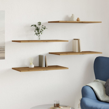 vidaXL Wandschappen 4 st 60x30x1,5 cm bewerkt hout artisanaal eiken afbeelding3 - 1