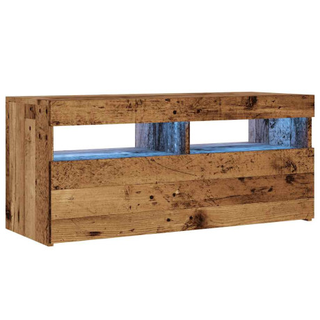 vidaXL Tv-meubel met LED 90x35x40 cm bewerkt hout oud hout afbeelding3 - 1