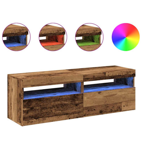 vidaXL Tv-meubels met LED-verlichting 2 st bewerkt hout oud hout afbeelding3 - 1