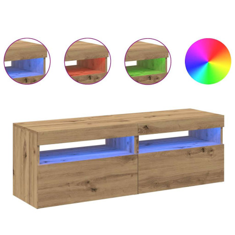 vidaXL Tv-meubels met LED 2 st bewerkt hout artisanaal eiken afbeelding3 - 1