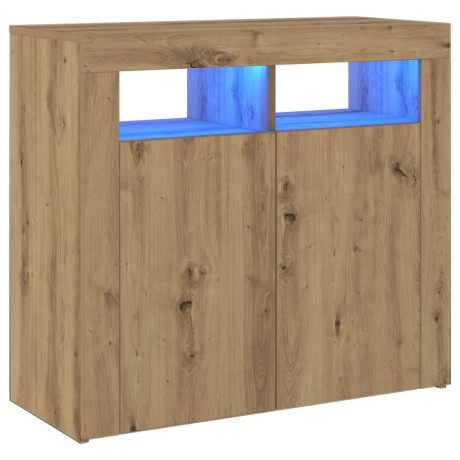 vidaXL Dressoir met LED 80x35x75 cm bewerkt hout artisanaal eiken afbeelding3 - 1