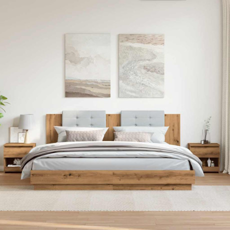 vidaXL Nachtkastjes 2 st 40x30x39 cm bewerkt hout artisanaal eiken afbeelding3 - 1