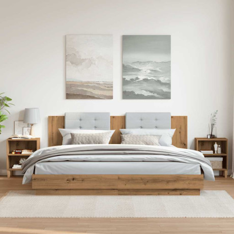 vidaXL Nachtkastjes 2 st 40x30x50cm bewerkt hout artisanaal eikenkleur afbeelding3 - 1