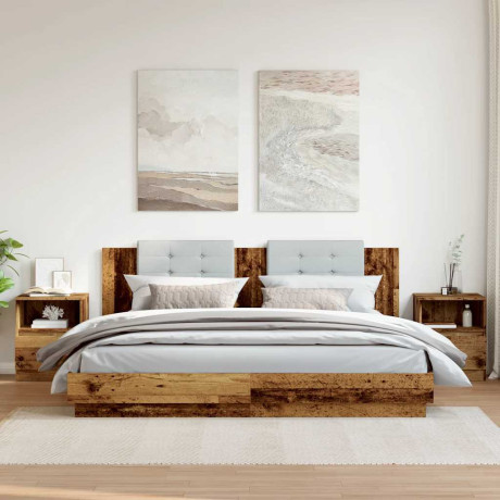 vidaXL Nachtkastjes 2 st 40x40x50 cm bewerkt hout oud houtkleurig afbeelding3 - 1