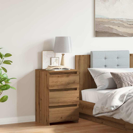 vidaXL Nachtkastje 40x35x62,5 cm bewerkt hout artisanaal eikenkleur afbeelding3 - 1