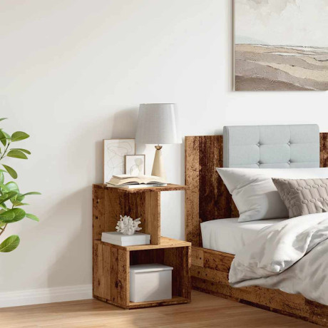 vidaXL Nachtkastje 35x35x55 cm bewerkt hout oud houtkleurig afbeelding3 - 1