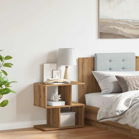 vidaXL Nachtkastje 50x30x51,5 cm bewerkt hout artisanaal eikenkleur afbeelding3 - 1
