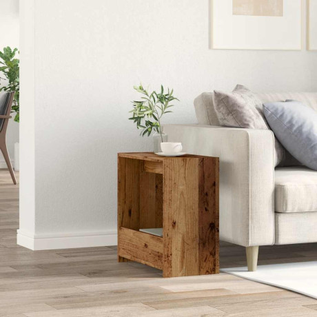 vidaXL Bijzettafel 50x26x50 cm bewerkt hout oud houtkleurig afbeelding3 - 1