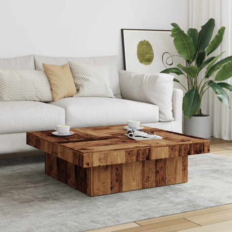 vidaXL Salontafel 90x90x28 cm bewerkt hout oud houtkleurig afbeelding3 - 1