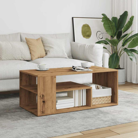 vidaXL Salontafel 100x50x40 cm bewerkt hout artisanaal eikenkleurig afbeelding3 - 1