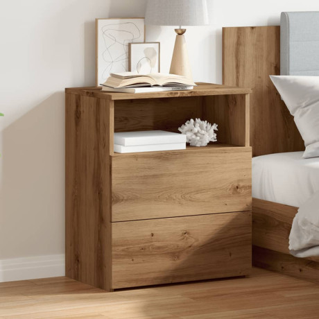 vidaXL Nachtkastje 50x32x60 cm bewerkt hout artisanaal eikenkleurig afbeelding3 - 1