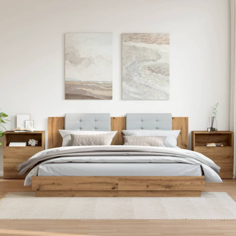 vidaXL Nachtkastjes 2 st 50x32x60cm bewerkt hout artisanaal eikenkleur afbeelding3 - 1