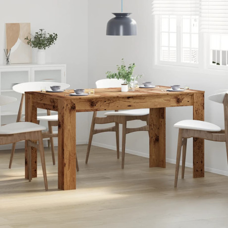 vidaXL Eettafel 140x74,5x76 cm bewerkt hout oud houtkleurig afbeelding3 - 1
