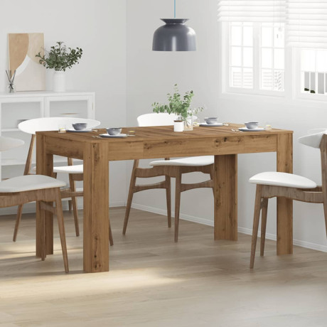 vidaXL Eettafel 140x74,5x76 cm bewerkt hout artisanaal eikenkleurig afbeelding3 - 1