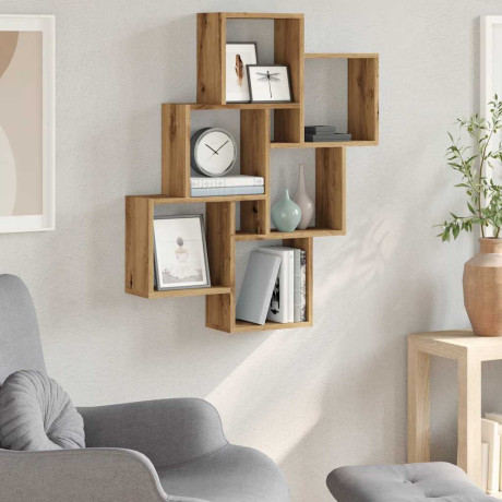 vidaXL Wandschap kubus 78x15x93 cm bewerkt hout artisanaal eikenkleur afbeelding3 - 1