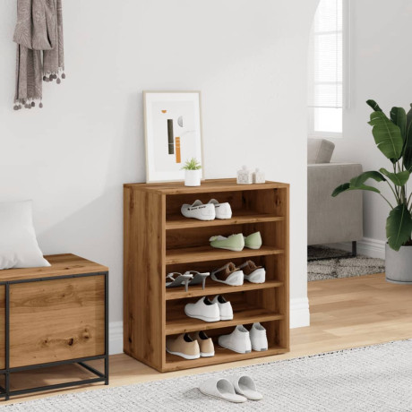 vidaXL Schoenenkast 60x35x70 cm bewerkt hout artisanaal eikenkleur afbeelding3 - 1