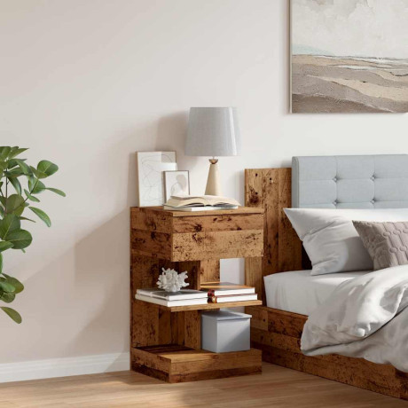 vidaXL Nachtkastje 40x35x65 cm bewerkt hout oud houtkleurig afbeelding3 - 1