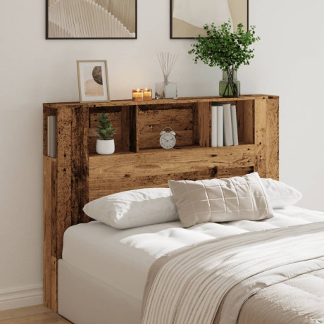 vidaXL Hoofdbordkast 140x18,5x102,5 cm bewerkt hout oud houtkleurig afbeelding3 - 1