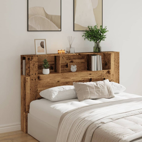 vidaXL Hoofdbordkast 160x18,5x103,5 cm bewerkt hout oud houtkleurig afbeelding3 - 1