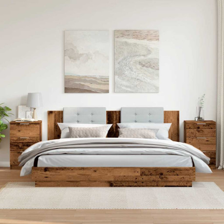 vidaXL Nachtkastjes 2 st 40x36x65 cm bewerkt hout oud houtkleurig afbeelding3 - 1