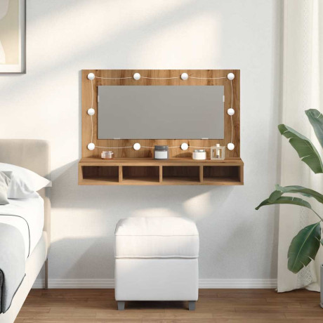 vidaXL Spiegelkast met LED Artisan Eiken 90x31,5x62 cm afbeelding3 - 1