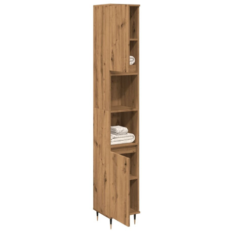 vidaXL Badkamerkast 30x30x190 cm bewerkt hout artisanaal eikenkleurig afbeelding3 - 1