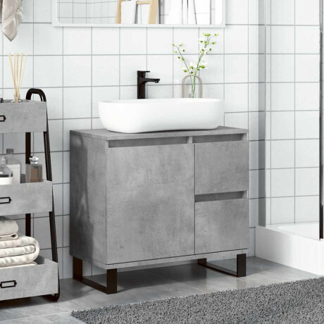 vidaXL Badkamerkast 65x33x60 cm bewerkt hout betongrijs afbeelding3 - 1