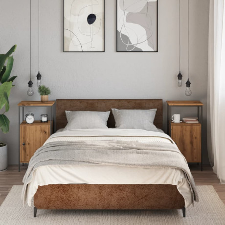 vidaXL Nachtkastjes 2 st 41x31x80cm bewerkt hout artisanaal eikenkleur afbeelding3 - 1