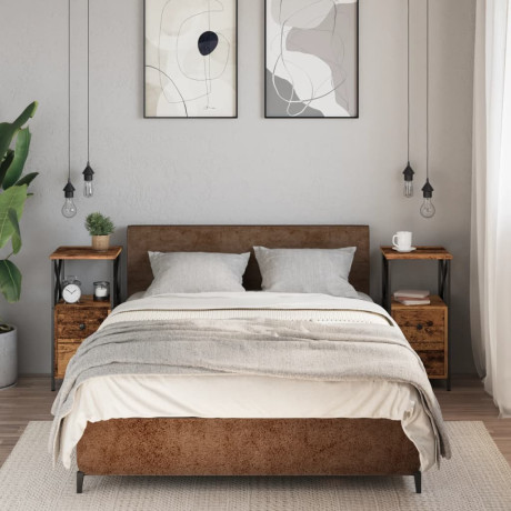 vidaXL Nachtkastjes 2 st 34x35,5x70 cm bewerkt hout oud houtkleurig afbeelding3 - 1