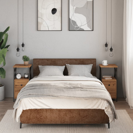 vidaXL Nachtkastjes 2 st 34x35,5x70 cm bewerkt hout artisanaal eiken afbeelding3 - 1