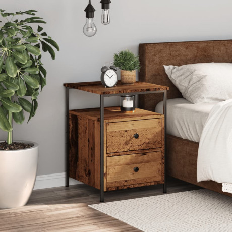 vidaXL Nachtkastje 44x45x60 cm bewerkt hout oud houtkleurig afbeelding3 - 1
