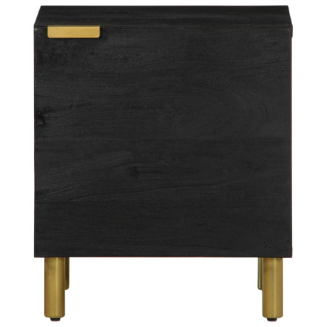 vidaXL Nachtkastje 40x33x46 cm massief mangohout zwart afbeelding3 - 1