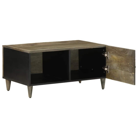 vidaXL Salontafel 80x50x40 cm massief mangohout lichtgrijs afbeelding3 - 1