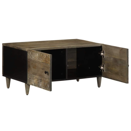 vidaXL Salontafel 80x50x40 cm massief mangohout lichtgrijs afbeelding3 - 1