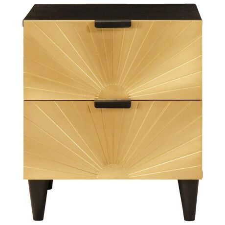 vidaXL Nachtkastje Zwart en Goud 40 x 33.5 x 46 cm massief mangohout afbeelding3 - 1