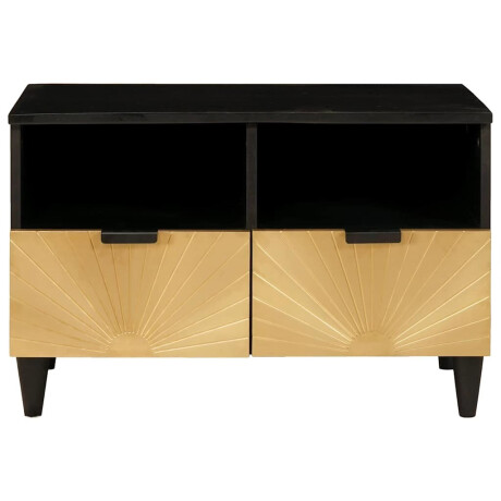 vidaXL TV-kast Zwart en Goud 70 x 33 x 46 cm massief mangohout afbeelding3 - 1