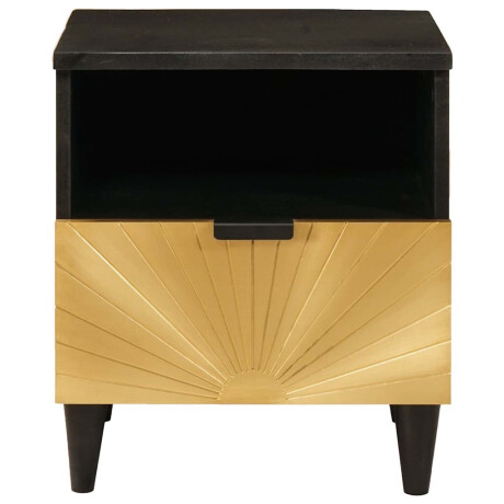 vidaXL Nachtkastje Zwart en Goud 40 x 33 x 46 cm massief mangohout afbeelding3 - 1