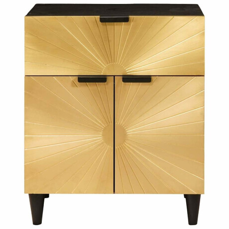 vidaXL Nachtkastje Zwart en Goud 50 x 33 x 60 cm massief mangohout afbeelding3 - 1